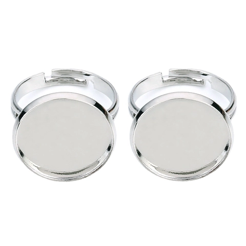 Base per Anello Regolabile in Rame Tondo Castone Vuoto per Cabochon Vassoio Adesivo Componenti per Creazione Gioielli DIY Unisex