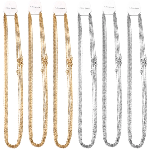 Stainless Steel Flat Cable Chain Necklace For Women Men DIY Jewelry Making Accessory Gold Rose Gold Black Silver Link Chain