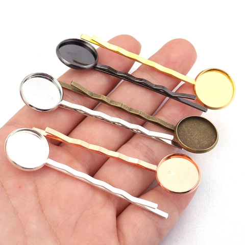 DIY Cuivre Base de Pince à Cheveux Plateau Rond pour Sertissage de Cabochon Accessoire de Coiffure Or Argent Or Rose Bronze Accessoires Bijoux
