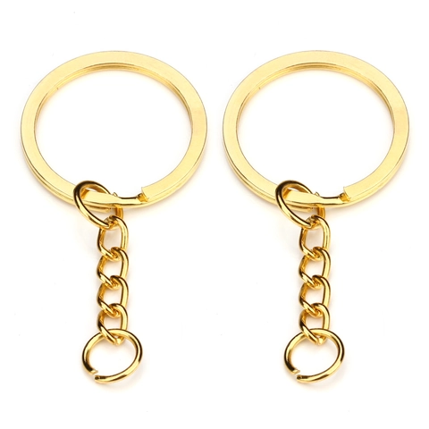 Llavero Plano de Metal Con Eslabón de Cadena Anillo de Salto Abierto para Fabricación de Llaveros DIY Accesorios de Joyería Oro Plata Bronce