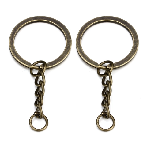 Llavero Plano de Metal Con Eslabón de Cadena Anillo de Salto Abierto para Fabricación de Llaveros DIY Accesorios de Joyería Oro Plata Bronce