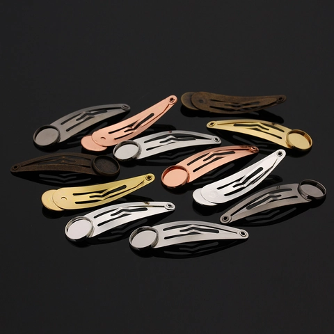 DIY Metal Round Disc Base Snap Hair Clips Bezel Bezel Settings For Jewelry Making Crafting Components Hairpin Base