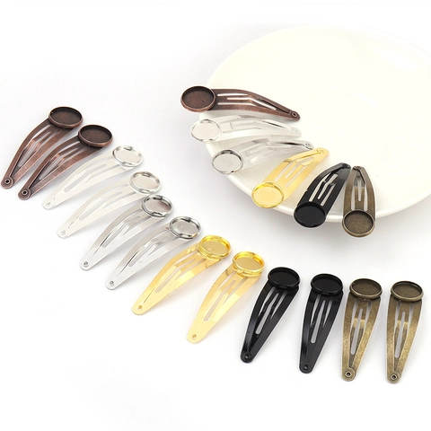 DIY Metal Round Disc Base Snap Hair Clips Bezel Bezel Settings For Jewelry Making Crafting Components Hairpin Base