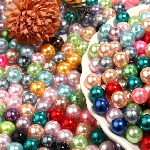 ABS Faux Artificial Pearl Round Beads With Holes For DIY Jewelry Making Bracelet Necklace Craft Decorative Artificial Round Beads
