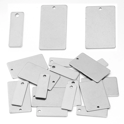 Stainless Steel Rectangular Blank Pendants For DIY Jewelry Making Engraving Stamping Metal Charms Finding Accessories