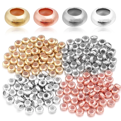 Copper Silicone Positioning Beads DIY Jewelry Findings Adjustable Stopper Spacer Beads Gold Silver Rose Gold Plated Slider Bead For Bracelet Necklace Making