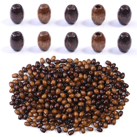 Natural Grain Oval Barrel Wood Beads For DIY Jewelry Making Handmade Bracelet Necklace Craft Accessories Wood Spacers