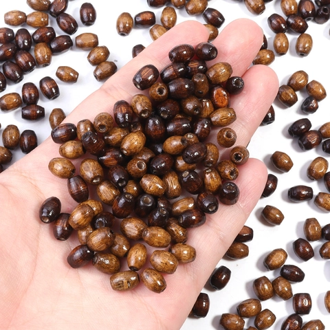 Natural Grain Oval Barrel Wood Beads For DIY Jewelry Making Handmade Bracelet Necklace Craft Accessories Wood Spacers