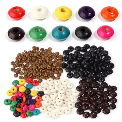 Painted Wood Beads Variety Pack For Jewelry Making DIY Bracelets Necklaces Abacus Barrel Round Oval Square Shapes Bulk Finding
