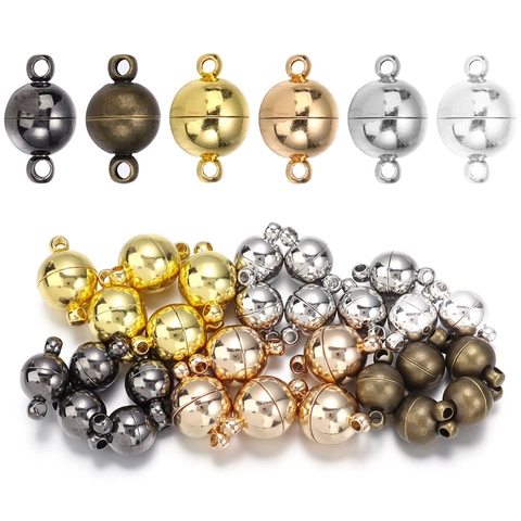 Cierres Magnéticos de Bola de Cobre Conectores de Joyería Redondos para Fabricación de Collares Pulseras DIY Accesorios