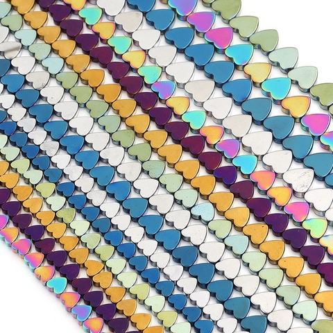 Electroplated Heart Shaped Hematite Beads Vacuum Plating Multicolor Loose Beads For DIY Bracelet Jewelry Making