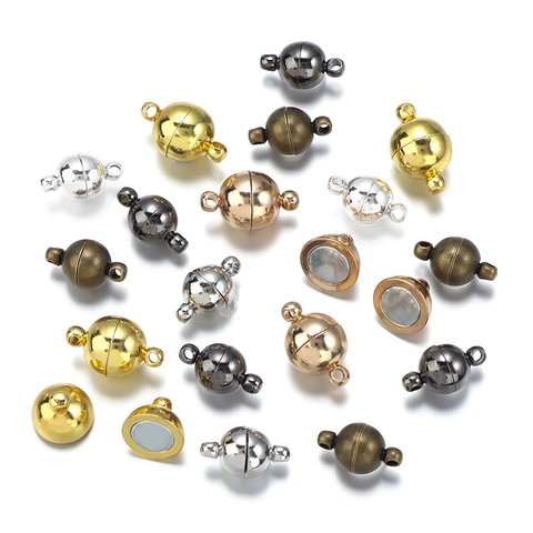 Cierres Magnéticos de Bola de Cobre Conectores de Joyería Redondos para Fabricación de Collares Pulseras DIY Accesorios