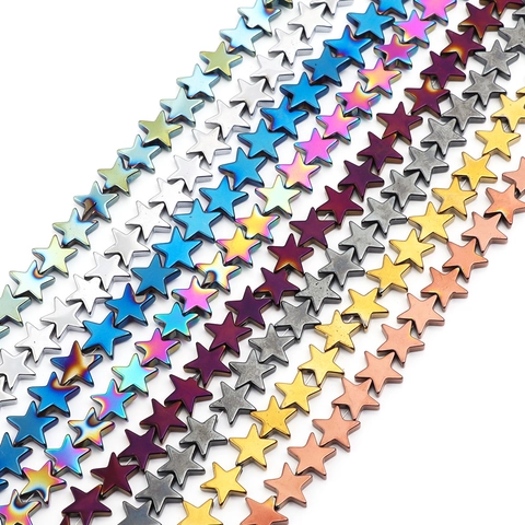 Vacuum Plated Hematite Star Shaped Beads For DIY Jewelry Making Pentagram Loose Spacer Beads Bracelet Necklace Accessories
