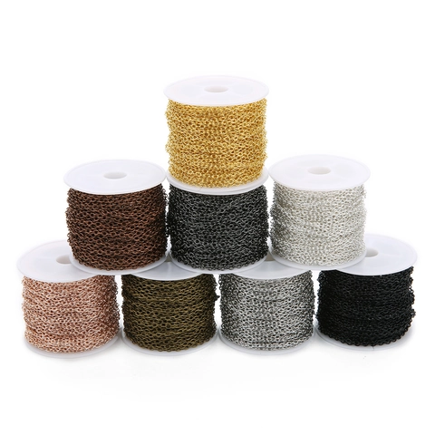 Iron DIY Chain For Jewelry Making Flattened Round O-Chain On Spools Various Colors For Handmade Necklaces And Bracelets