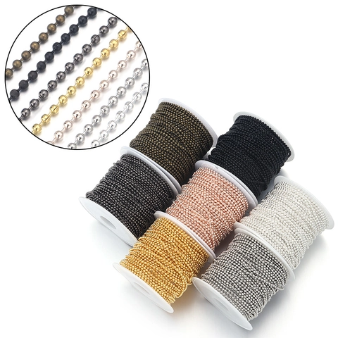 Electroplated Iron Ball Chain Round Sphere Bead Chain For DIY Jewelry Making Crafts Necklace Bracelet Material Accessory