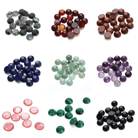 Cuentas de Cabujón de Piedras Preciosas de Dorso Plano Redondo Ágata Natural Pulida Opalina Para Hacer Joyas Anillos Pendientes