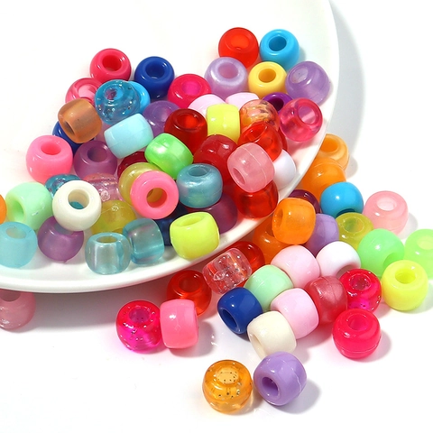Perline Pony in Acrilico Multicolore a Foro Grande Perline Distanziatrici Sfuse per Creazione di Gioielli Fai da Te Braccialetti Collane