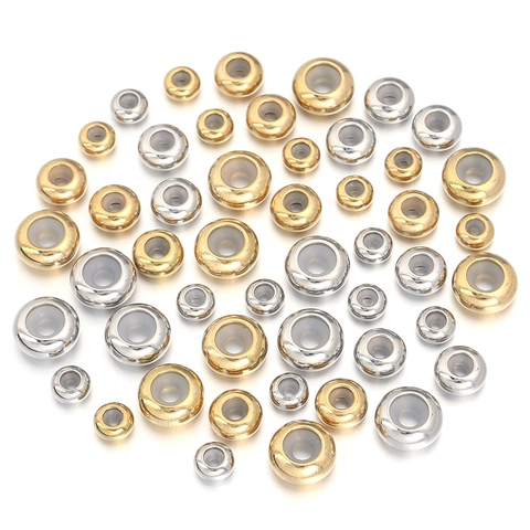 Stainless Steel Stopper Beads With Silicone Core For Jewelry Making Gold Silver Plated DIY Anti-Slip Positioning Spacer Beads