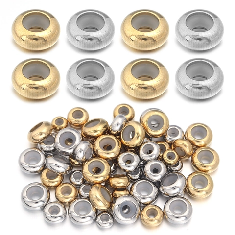 Stainless Steel Stopper Beads With Silicone Core For Jewelry Making Gold Silver Plated DIY Anti-Slip Positioning Spacer Beads