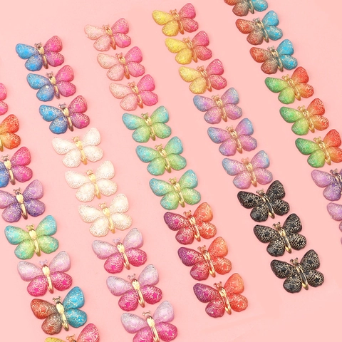 Acrylic Butterfly Beads For Jewelry Making 3D Gradient Color Butterfly Patch Accessories For DIY Earrings Necklaces