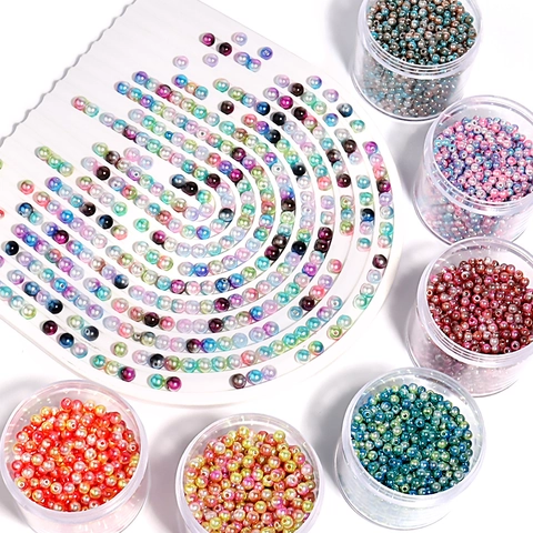 Cuentas de Imitación de Perla con Degradado de Sirena de Alto Brillo Redondas ABS Espaciadoras Sueltas para Joyería DIY Accesorios