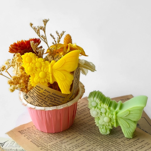 3D Schmetterling Blume Relief Silikonform Für DIY Handgemachte Aroma Kerze Gips Harz Guss Gänseblümchen Floral Muster Bastelwerkzeug