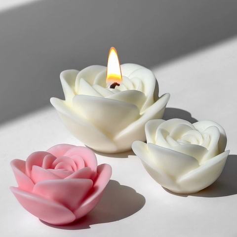 Stampo in Silicone a Forma di Rosa per Candele Profumate Fai da Te Cera Gesso Aromaterapia Sapone Artigianale Decorazione San Valentino