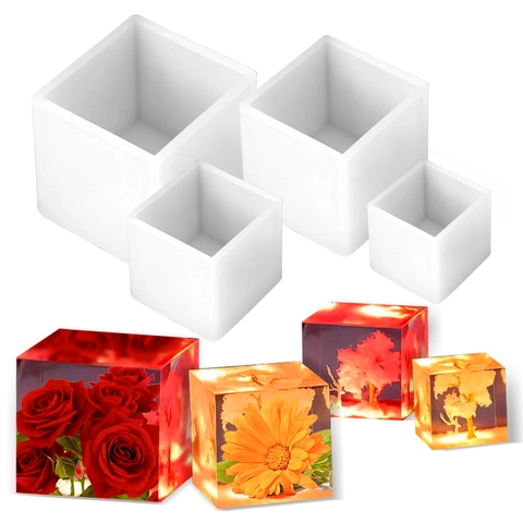 Molde de Silicona para Resina de Cubo Cuadrado DIY para Muestras de Flores Molde de Pegamento de Goteo de Cristal Hecho a Mano Suministros de Artesanía