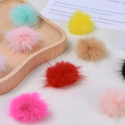 Bunte Kunst Nerz Pelz Pom Poms Mini Plüsch Bälle Für DIY Handwerk Schmuckherstellung Harz Creme Kleber Handyhülle Zubehör