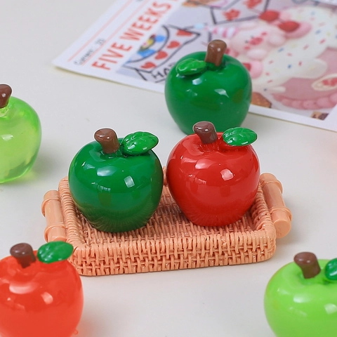 3D Mini Apfel DIY Harz Charms Für Schmuckherstellung Sahnekleber Materialien Handgefertigte Bastelarbeiten Simulation Obst Miniatur Dekor