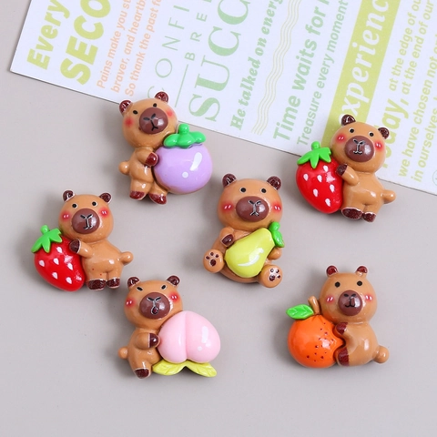 Süße Cartoon Capybara Harz DIY Zubehör Frucht Bär Charms Für Creme Kleber Handyhülle Dekoration Haarnadel Material Schmuck