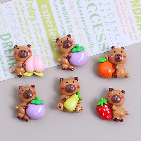 Süße Cartoon Capybara Harz DIY Zubehör Frucht Bär Charms Für Creme Kleber Handyhülle Dekoration Haarnadel Material Schmuck