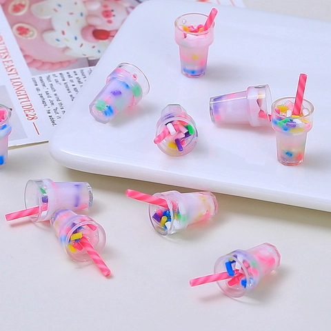 Miniatur Milchtee Tasse Harz Charms Für DIY Basteln Puppenhaus Miniatur Essen Spielen Zubehör Handyhülle Dekoration
