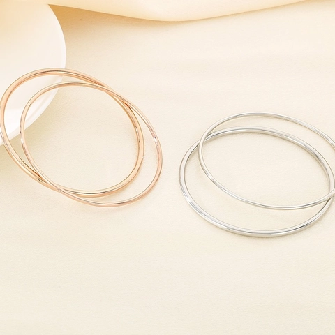 Titanstahl 18K Vergoldet Minimalistischer Armreif Spule Mehrlagiges Stapeln Einfacher Ring Armring Für Damen Herren Schmuck
