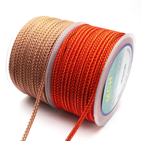Dragon Pattern Braided Rope Metallic Thread Polyester Cord For DIY Jewelry Making Necklaces Bracelets Handwoven Craft String
