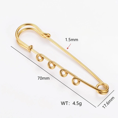 304 Stainless Steel Four-Hole Safety Pin DIY Jewelry Finding 18K Gold Plated Brooch For Waist Tightening Anti-Exposure Pin