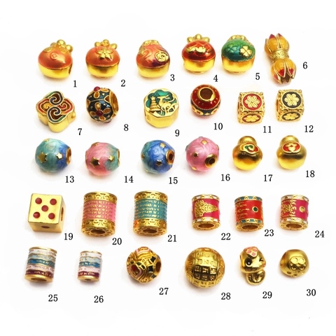Traditionelle Chinesische Kupfer Emaille Glücksbeutel Perlen Sutra Rohr Zwischenperlen Für Schmuckherstellung DIY Armband Zubehör