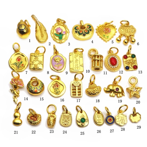 Chinese Traditional Gold Plated Copper Enamel Pendant Charms For Jewelry Making DIY Gourd Abacus Lucky Bag Pendant Accessories