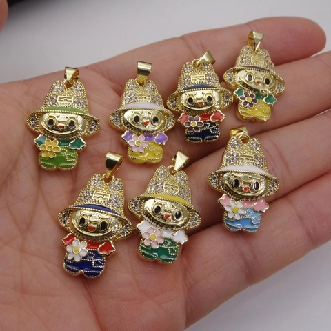 Kupfer Vergoldet Cartoon Mädchen Anhänger Halskette Für Damen Mikro Eingelegt Zirkonia Emaille Tropf Öl Box Kette Geist Engel Schmuck Geschenk
