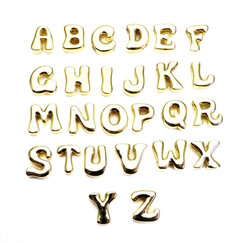 3D Puffy English Alphabet Pendant Charm 14K Gold Plated Brass Letter Beads For DIY Necklace Bracelet Making Minimalist Jewelry Accessories