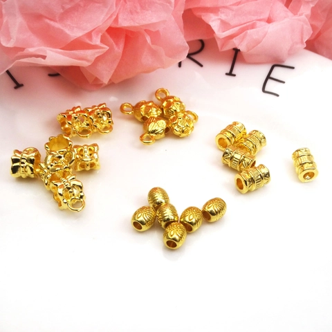Gold Plated Alloy DIY Jewelry Making Findings Carved Floral Crown Spacer Beads Pendants Connectors For Handcrafted Crafts