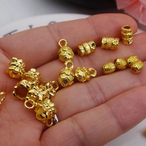 Gold Plated Alloy DIY Jewelry Making Findings Carved Floral Crown Spacer Beads Pendants Connectors For Handcrafted Crafts