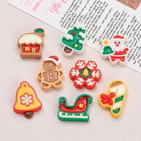 Weihnachten DIY Harz Charms Flatback Cartoon Weihnachtsmann Weihnachtsbaum Lebkuchenmann Für Schmuckherstellung Telefonhülle Dekor