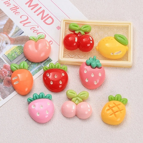 DIY Frucht Harz Flatbacks Cartoon Erdbeere Ananas Zubehör Für Schmuckherstellung Creme Kleber Bastel Dekorbedarf
