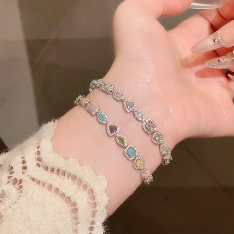 Luxus Koreanischen Stil Zirkonia Schleife Armband Verstellbar Mehrfarbig Kristall Gliederkette Für Damen Mode Schmuck Elegant Geschenk