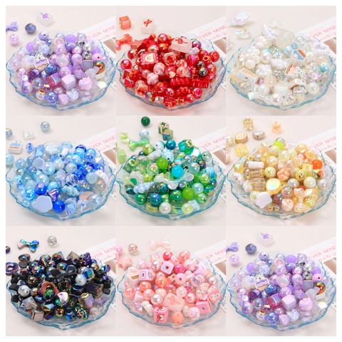 Galvanisierte Acrylperlen Gemischte Formen Herz Schleife Stern Für DIY Schmuckherstellung Süße Harzzubehör Materialien Set