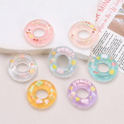 Mini Ciondoli a Forma di Salvagente in Resina Trasparente per Creazione di Gioielli Fai da Te Animali Cartoni Accessori per Decorazione Cover Telefono