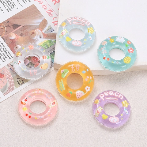 Mini Ciondoli a Forma di Salvagente in Resina Trasparente per Creazione di Gioielli Fai da Te Animali Cartoni Accessori per Decorazione Cover Telefono