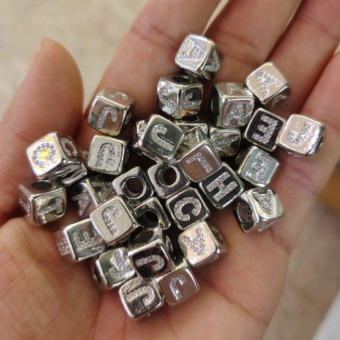 Luxury Copper Micro Pave Zirconia Alphabet Cube Beads For Jewelry Making DIY Bracelet Necklace Pendant Spacer Charm