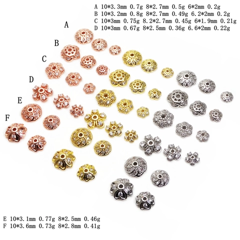 Coppette per Perle a Fiore in Rame e Zircone per Creazione Gioielli Fai-da-te Oro Oro Rosa Oro Bianco Placcato